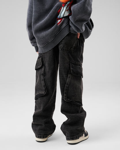 black cargo jeans