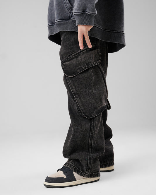 black cargo jeans